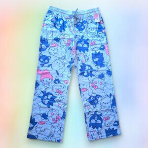 Hello Kitty Womens XL Wide Leg Lounge Pants Cotton Jersey Blend Sleep Pa…